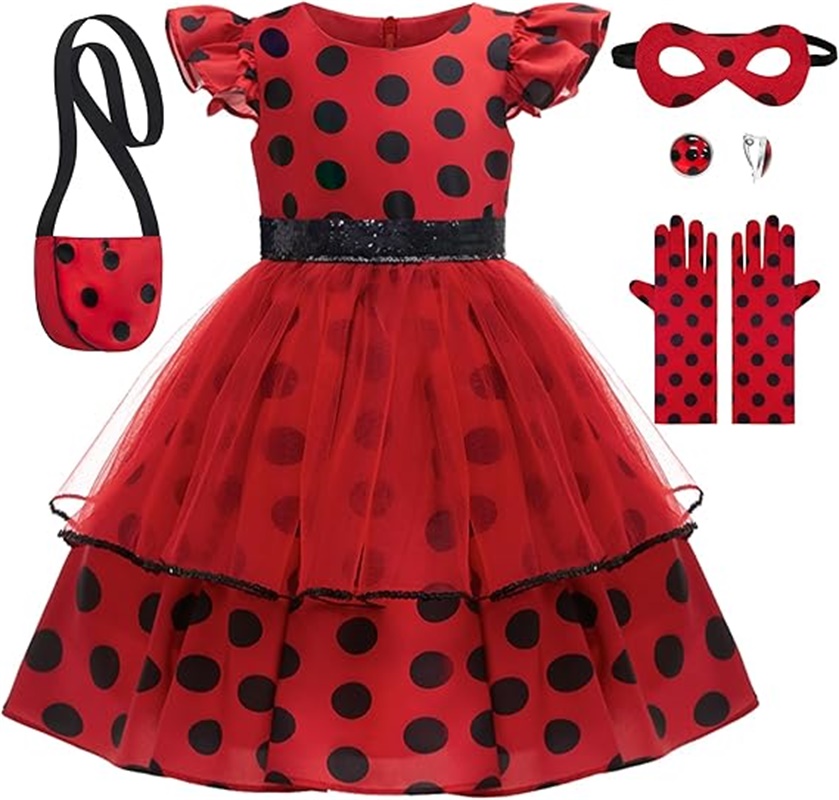 Baby Clothing Sizes - زي تنكري للفتيات فستان أحمر منقط